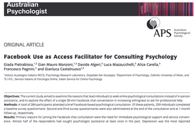 Facebook Use as Access Facilitator for Consulting Psychology